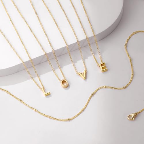 Gold Initial Necklaces for Women, 14k Gold Plated Round Letter A-Z Pendant Necklace Trendy Capital Monogram Necklace Dainty Name Pendant Necklace for Women Jewelry Gifts - style: Gold M