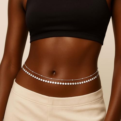CHESKY Silver Plated Waist Chain Body Chain Jewelry, Belly Chain for Women - style: 2