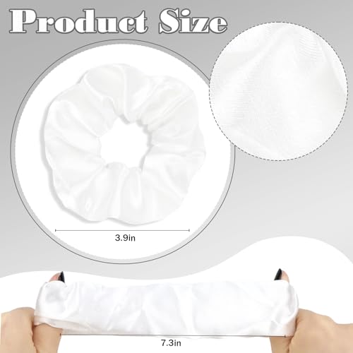 YISSION Claw Clip and Satin Scrunchie Set, 2 Pack White Hair Accessories, No Damage Hair Ties Non Slip Large Hair Clips for Women Girls Thick Thin Hair Daily Wear Party Wedding - color: White