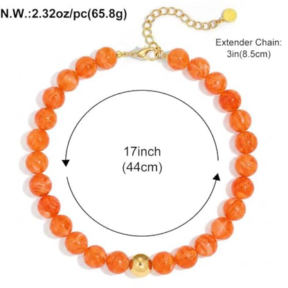 Chunky Beaded Necklace for Women, Colorful Trendy Statement Summer Jewelry Gift - color: necklace-10