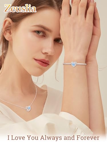 Heart Birthstone Charms for Bracelets, 925 Sterling Silver Women Bead Charms for Charm Bracelets Necklace, Mother's Day Birthday Anniversary Jewelry Gifts for Wife Mom Grandma Daughter - style: Bead - Mar - Aquamarine