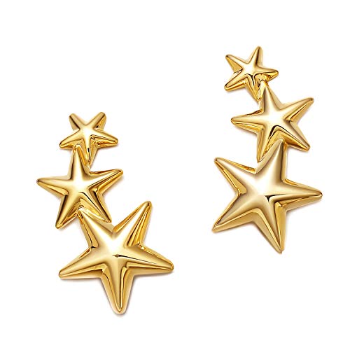 Gold Star and Sunburst Stud Earrings - AllenCOCO Ear Climbers Earrings for Women, 14K Gold Plated, 925 Silver Post Hypoallergenic - color: Star Earring