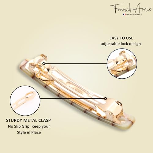 French Amie Bar Ivory Brick Small 2 1/4 Inch Hair Clip Barrette | Handmade Cellulose Acetate Durable Grip For Women Girls Teens Everyday Style - color: Ivory Brick