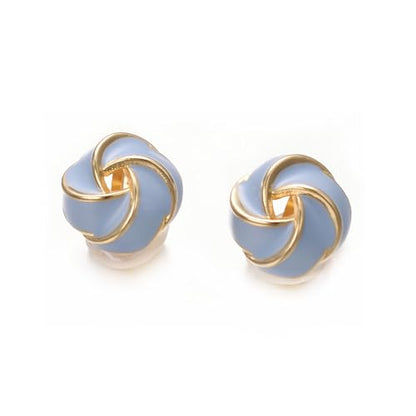 Yoursfs Knot Multicolor Clip on Earrings For Women Silver and gold Plated Large Non Pierced Floral Earrings - style: Blue four knot ear clip