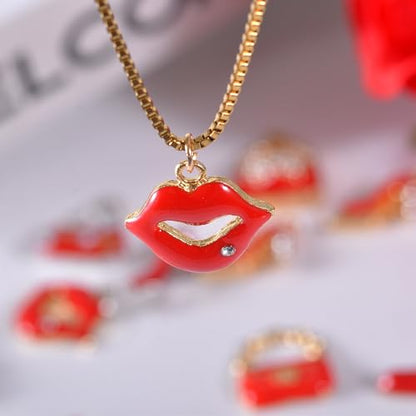 Bulk Gold Enamel Charms for Jewelry Making, Colorful Metal Charms Pendant for Bracelet Necklace and Crafting - color: Feminine Red