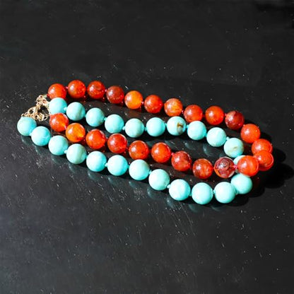 JNF Chunky Beaded Necklaces Women Large Big Ball Bead Choker Necklace Bold Statement Beads jewelry Gift - color: turquoise bead