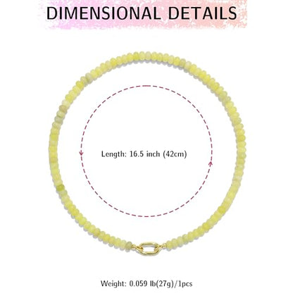 CONRAN KREMIX Colorful Stone Beaded Necklace for Women,Natural Gemstone Bead Choker Necklaces Boho Summer Beach Layering Necklace Jewelry Gift for Women - color: Yellow