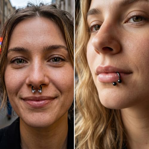 Zolure 16g Lip Rings Horseshoe Labret Jewelry Lip Barbell Ring Spike Snake Bite Piercing Jewelry Tragus Helix Earrings Studs Medusa Piercing for Women Men - color: 16G 8mm #8