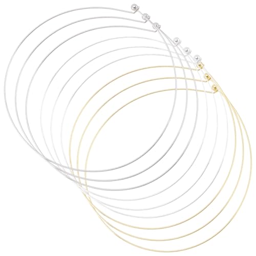CREATCABIN 9Pcs 3 Colors 1.2mm Wire Wrap Collar Necklaces for Women 304 Stainless Steel Choker Golden Open Choker Collar Metal Plain Round Chain Necklace Round Chain for DIY Jewelry Making Gifts