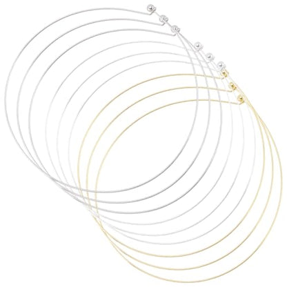 CREATCABIN 9Pcs 3 Colors 1.2mm Wire Wrap Collar Necklaces for Women 304 Stainless Steel Choker Golden Open Choker Collar Metal Plain Round Chain Necklace Round Chain for DIY Jewelry Making Gifts