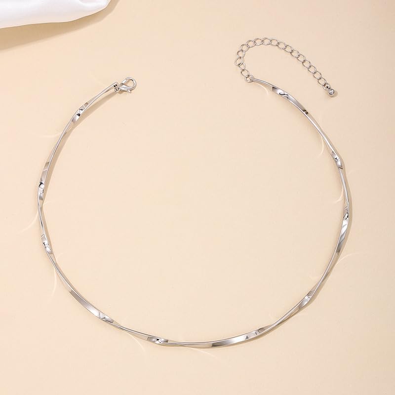 Choker Collar for Women 14K Gold Plated Silver Stainless Steel Metal Collar Choker Necklaces Statement Necklace for Women - color: B