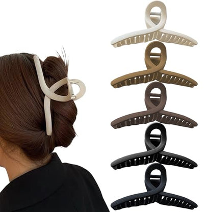 Extra Large Hair Claw Clips for Thick Hair, Big Non-Slip Claw Clips for Women, 5 Pack 5.1" Jelly & Matte Hair Clips for Long Hair (Oval-A 5pcs 5.1") - color: Oval-A 5pcs 5.1"