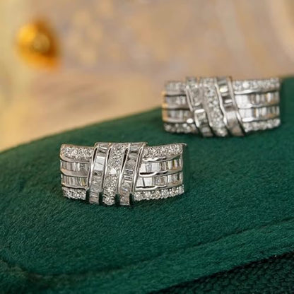 Modern Fashion Women Hoop Earrings Full Crystal CZ Wedding Trendy Jewelry - color: Silver Color