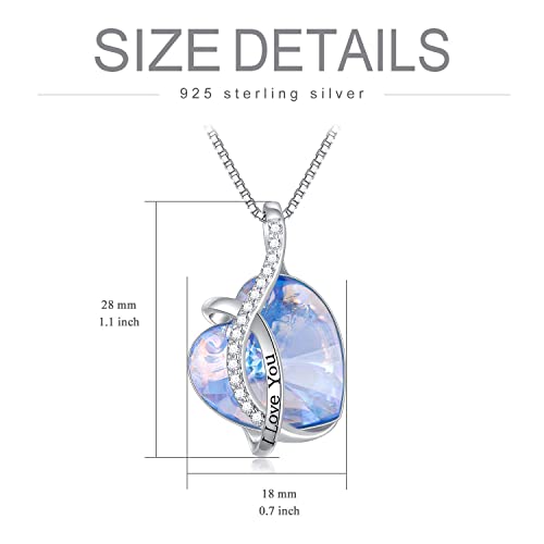 AOBOCO I Love You Sterling Silver 12 Birthstone Heart Pendant Necklace Embellished with Crystals from Austria, Mother's Day Anniversary Birthday Jewelry Christmas Gifts for Women Grandma Nana - color: M-December
