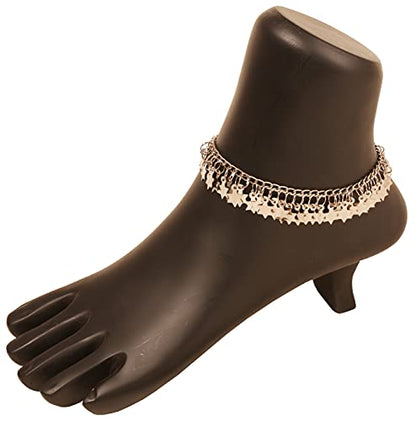 Touchstone Indian anklets for women gold silver payal set jewelry simple jhanjar bollywood handcrafted pretty stylish designer paazeb - style: D001 Silver