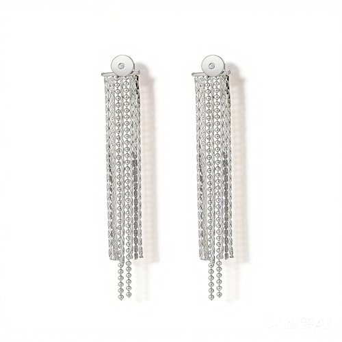 Gold Chain Earrings for Women Dainty Tassel Dangle Earring Vintage Statement Long Chain Earrings Trendy Jewelry Gift Boho Prom Costume Accessories - color: Silver3