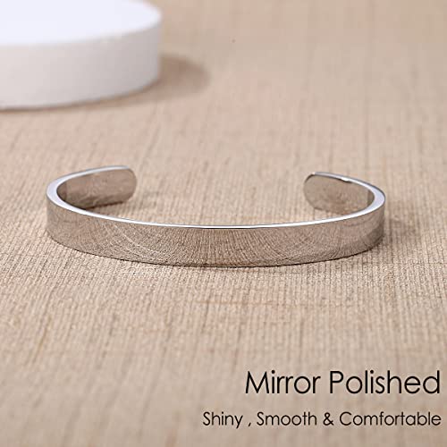 TONY & SANDY Inspirational Bracelets for Women Teen Girls Personalized Gifts for Daughter Granddaughter Mom Sister Friends Stainless Steel Engraved Cuff Birthday Easter Christmas - style: A - Be strong when you are weak be brave when you are scared be hum