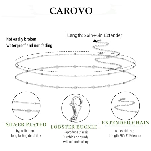 CAROVO Belly Waist Chain for Women 14K Gold Silver Plated Layered Body Chains Boho Cuban Figaro Pearl Heart Coin Satellite Bead Belly Chain Sexy Bikini Body Jewelry for Women Adjustable - style: B:Coin Bead SL
