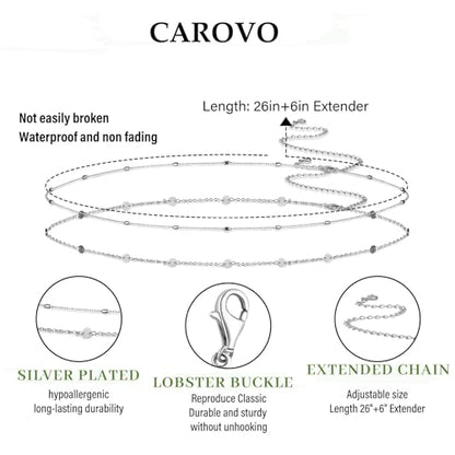 CAROVO Belly Waist Chain for Women 14K Gold Silver Plated Layered Body Chains Boho Cuban Figaro Pearl Heart Coin Satellite Bead Belly Chain Sexy Bikini Body Jewelry for Women Adjustable - style: B:Coin Bead SL