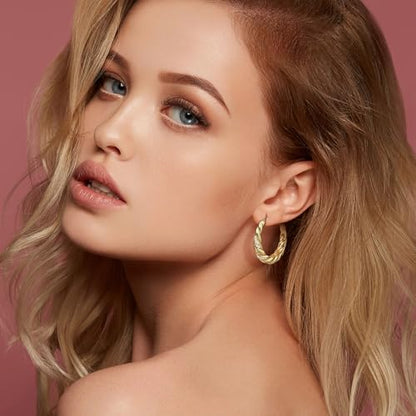 SANDRA REDD Gold Hoop Earrings for Women 14K Gold Earrings for Women | Chunky Gold Hoop Earrings Cubic Zirconia 14K Gold Hoop Earrings Mesmerizing Twisted Hoops Earrings for Women 25/30mm - size: 30mm