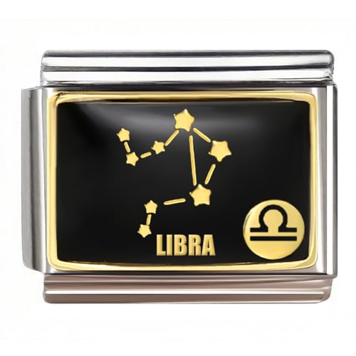 Italian Charm Bracelet Link, 12 Zodiac Constellation, 9mm, Sign Charm - color: Libra (9.23 ~ 10.22)