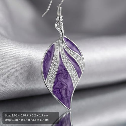 Leaf Dangle Earrings for Women, Boho Tropical Dangling Jewelry, Summer Earring Accessory, Birthday Gift for Her - color: Purple