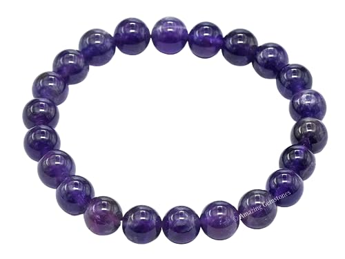 Amazing Gemstone Amethyst Crystal Bracelet for Women Men's Gifts - Protection Healing Crystal Bracelet - 8mm Gemstone Beaded Stretchable Bracelet Pulseras Para Hombres Mujer Stocking Stuffers Mothers Day Gift - color: Amethyst