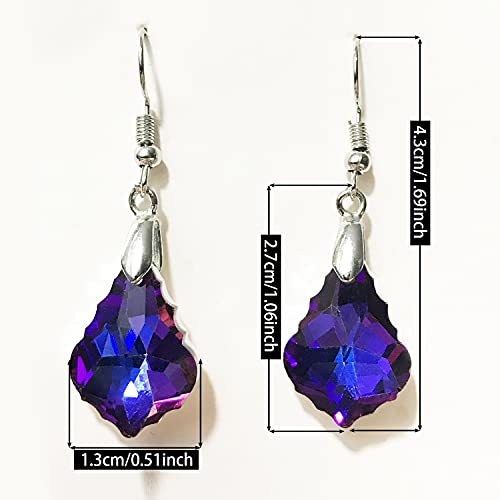 Unique Sparkly Multi-color Crystal Teardrop Dangle Drop Earrings Rainbow Crystal Geometry Earrings for Women Statement Chic Charm Jewelry Gifts - color: Blue