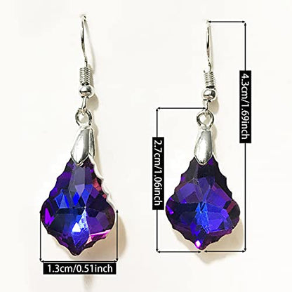 Unique Sparkly Multi-color Crystal Teardrop Dangle Drop Earrings Rainbow Crystal Geometry Earrings for Women Statement Chic Charm Jewelry Gifts - color: Blue