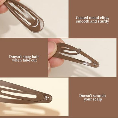 Teenitor 50Pcs Hair Barrettes For Women Brown Snap Hair Clips,2 Inch Hair Barrettes Hair Clips For Women, Brown - color: Brown