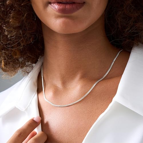 WomenGifts Cuban Link Chain Necklace for Women, Waterproof 14k Gold Silver Plated Chain Choker, Non Tarnish Stainless Steel Jewelry, 3.5/5/6/8/11mm,14/16/18 Inch Thin&Chunky&Thick - color: Silver, style: 3.5MM-18"