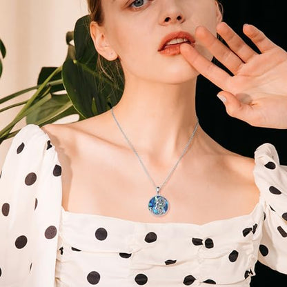 YFN Andromeda Goddess Necklace 925 Sterling Silver Abalone Shell Crescent Moon Witch Pendant Andromeda Jewelry for Women