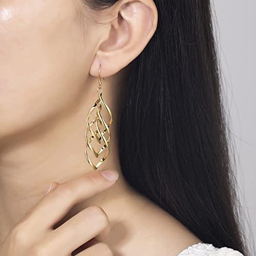 Sterling Silver Plated Earrings Dangle Earrings Linear Drop Statement Earrings for Women - color: GOLD