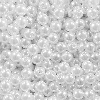 Pearl Beads for Jewelry Making - 1000 PCS 8mm White Pearls for Jewelry Making, Pearls for Crafts, Round Loose Pearls Beads with Hole for Necklaces Bracelets Earrings Choker Making - size: 8mm