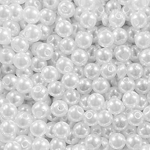 Pearl Beads for Jewelry Making - 1000 PCS 8mm White Pearls for Jewelry Making, Pearls for Crafts, Round Loose Pearls Beads with Hole for Necklaces Bracelets Earrings Choker Making - size: 8mm