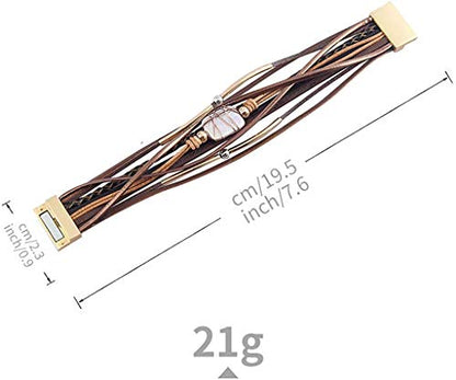Fesciory Leather Wrap Bracelets for Women, Boho Western Layered Jewelry | Layered leather cuff bracelets, Easy on and off, Boho western style, Daily wear, Gift for women - color: Brown 2