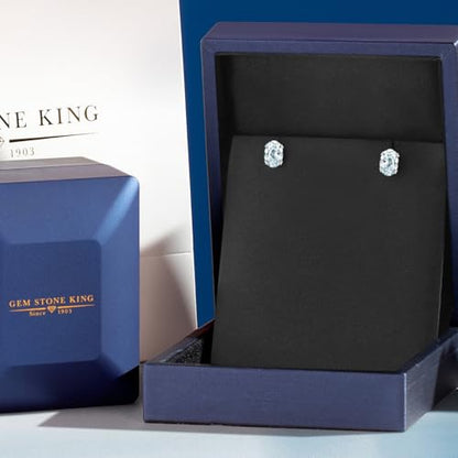 Gem Stone King Oval Gemstone Birthstone Stud Earrings for Women Men | Oval Cut 7X5MM | Fine Jewelry Gifts for Mom Dad Wife Him Her - style: Aquamarine, March