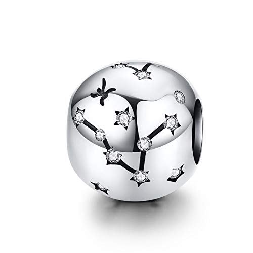 Constellation Charm 925 Sterling Silver Birthstone Bead for Pandora Charms Bracelet-Gift for Anniversary Birthday Christmas Day - color: Pisces (2.19-3.20)