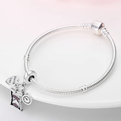 Pandach 925 Sterling Silver Charms for Bracelets and Necklaces Travel Round The World Beads Charms Relaxation Dangle Pendant,Jewelry Beads Gifts for Women - style: Calculator Time Charm