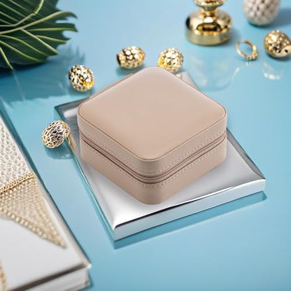 VLANDO Small Travel Jewelry Box Organizer Display Case for Girls Women Gift Rings Earrings Necklaces Storage, Latte - color: Latte