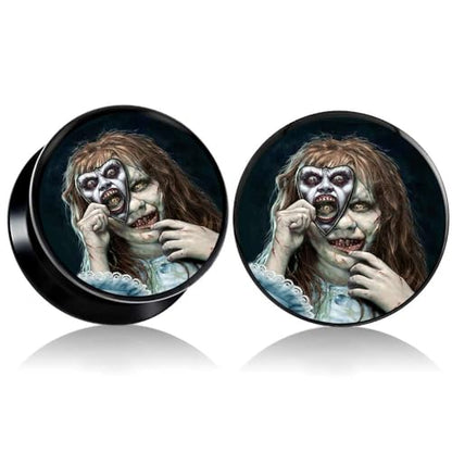 (1 Pair ONLY) Acrylic Flesh Tunnel Screw Fit Ear Gauge Earring Ear Piercing available size 2g (6mm) to 13/16" (30mm) Please choose size and color - color: F01, size: 2g = 6mm