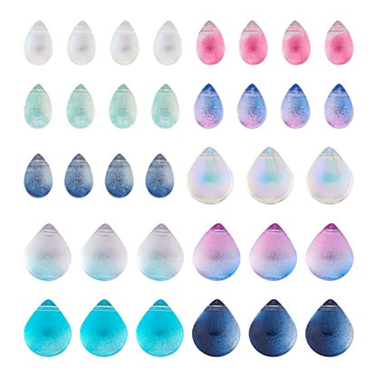 Cheriswelry 100Pcs 9-12mm Teardrop Glass Beads Top Drilled Waterdrop Glass Beads Colorful Drop Shape Spacer Beads for DIY Bracelets Earrings Necklace Jewelry Making Crafts - color: Mixed Color*15