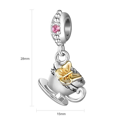 Coffee Charm Compatible with Pandora Charms Bracelets for Women Christmas - style: coffe pink