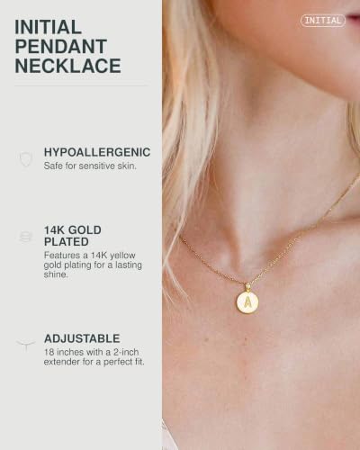 PAVOI Initial Necklace for Women, 14K Gold Plated Alphabet Letter Pendant | Letter Necklace for Women, Name Necklace, Necklace with Initials - style: - F