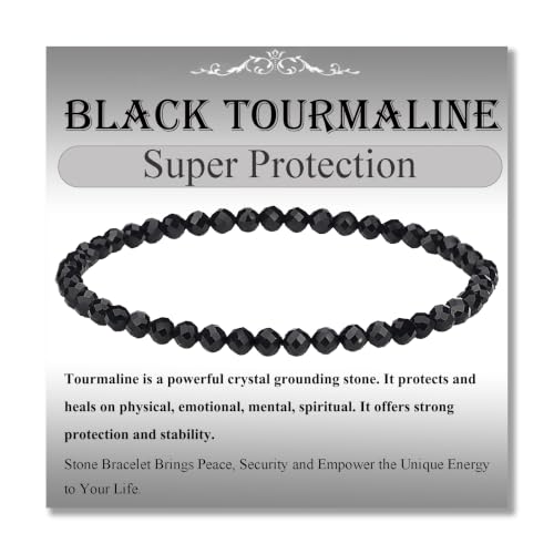MASSIVE BEADS Natural Genuine Gemstone Beads Healing Crystal Chakra Reiki Jewelry Faceted Round Beads Bracelets 3mm - color: Black Tourmaline