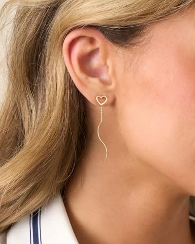 Dangle Earrings for Women - 14K Gold/White Gold/Rose Gold Plated Butterfly Heart Star Hoop Chain Long Tassel Cubic Zirconia CZ Dangle Earrings - color: gold heart