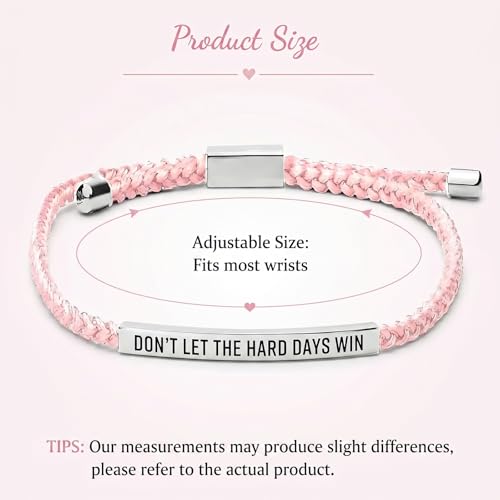 Frodete Dont Let The Hard Days Win Bracelet Inspirational Gifts for Women Adjustable Braided Tube Bracelet Gifts for Friends - color: A3:pink