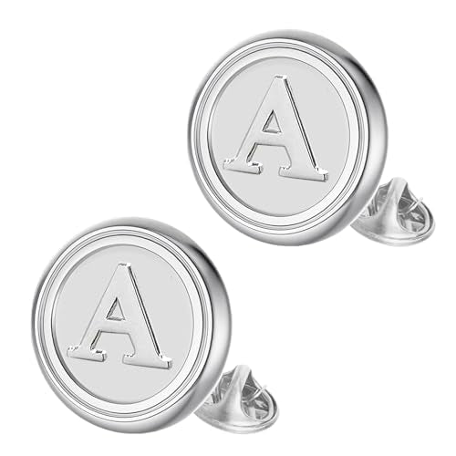Initial Letter Pins A-Z Men Classic Brass 26 Alphabet Badge for Business & Wedding Shirt - color: Silver, style: Letter A