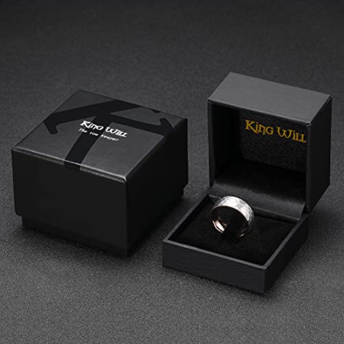 King Will Men's Tungsten Carbide Wedding Ring Hammered Groove Wedding Band Mens Two Tone Engagement Ring for Men and Women Matte Brushed Finish Comfort Fit - color: A 8MM Rose Gold-Silver