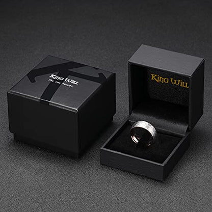 King Will Men's Tungsten Carbide Wedding Ring Hammered Groove Wedding Band Mens Two Tone Engagement Ring for Men and Women Matte Brushed Finish Comfort Fit - color: A 8MM Rose Gold-Silver